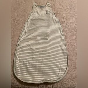 Gently Used; Striped Sleeveless Baby Sleeping Bag; 2 way zipper; shoulder snaps